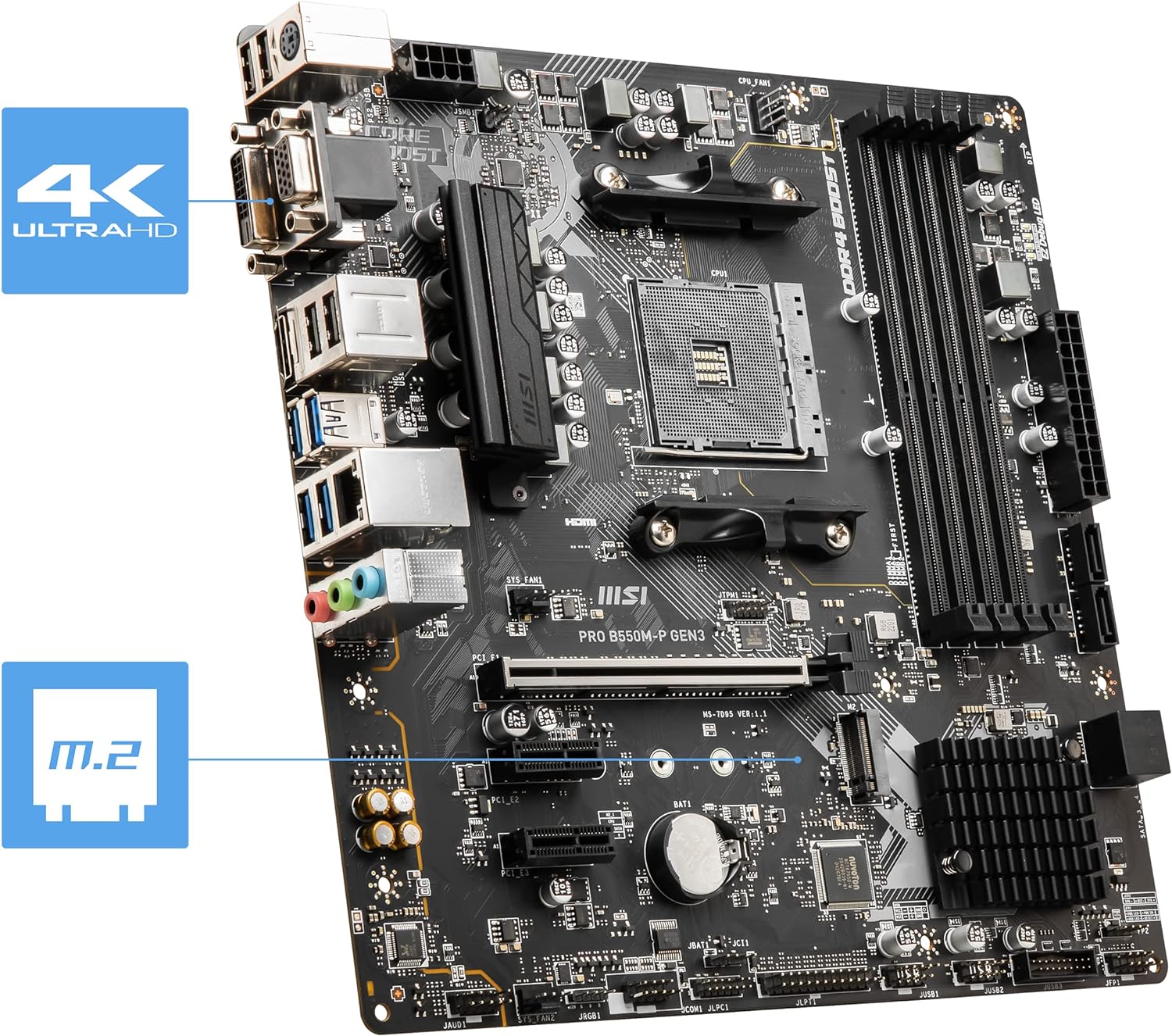 MSI Motherboard Pro B550M-P Gen 3 AMD AM4