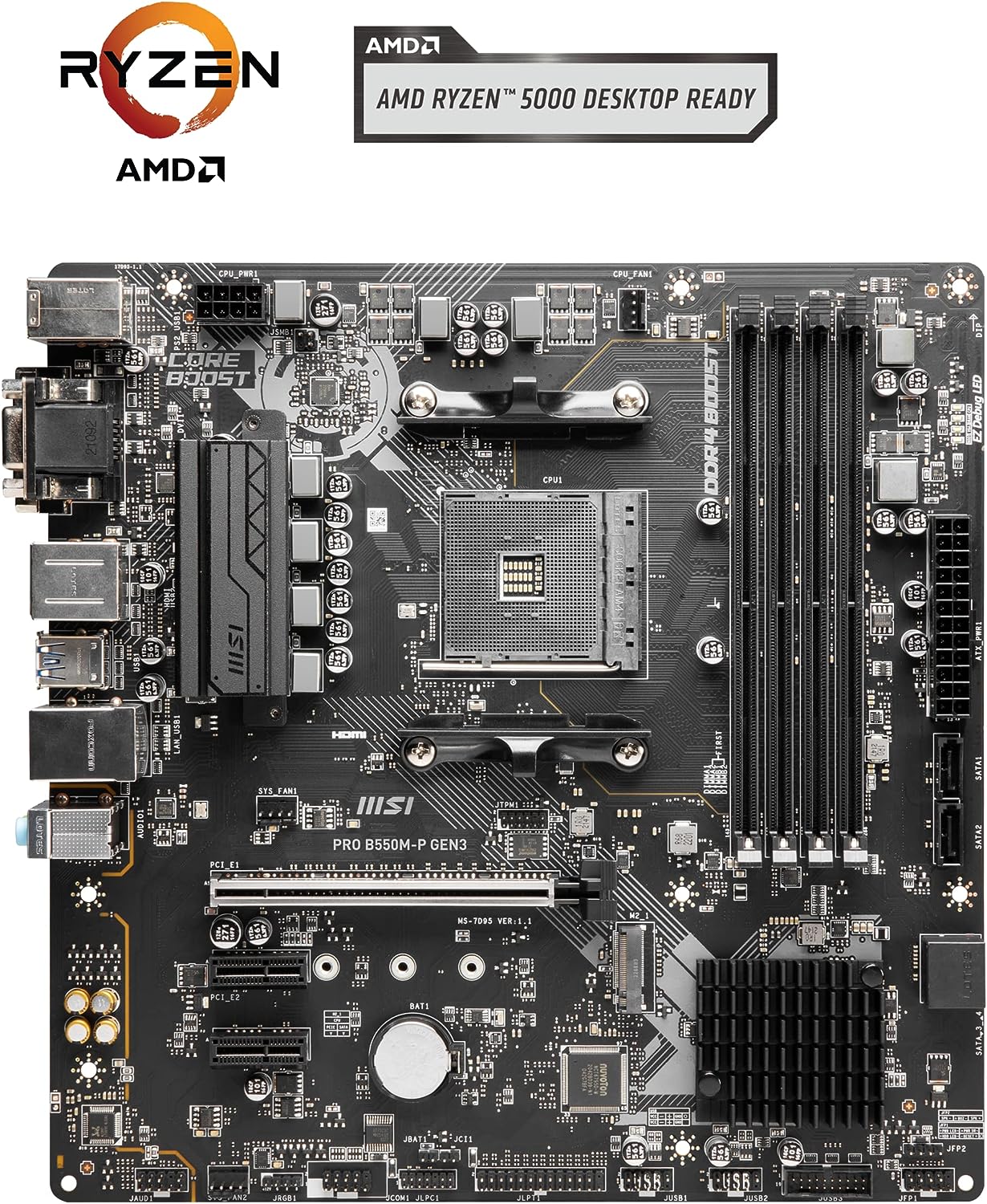 MSI Motherboard Pro B550M-P Gen 3 AMD AM4