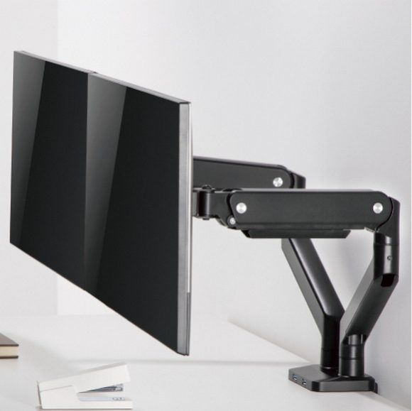 MXG LED Stand BMA-24U Dual Monitor Premium Aluminum Spring-Assisted With 3.0 USB