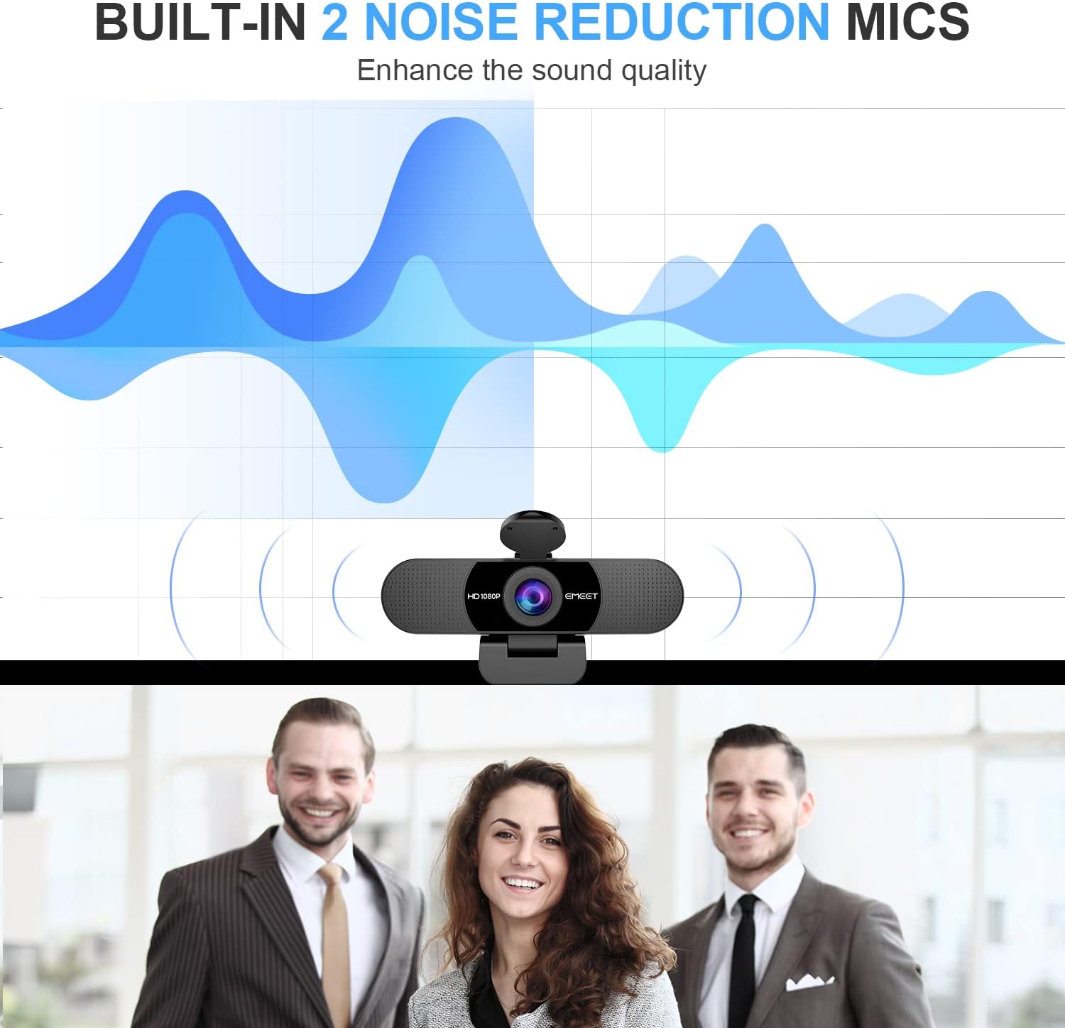 Emeet Webcam C960 Webcam with 2 Microphone, 1080P