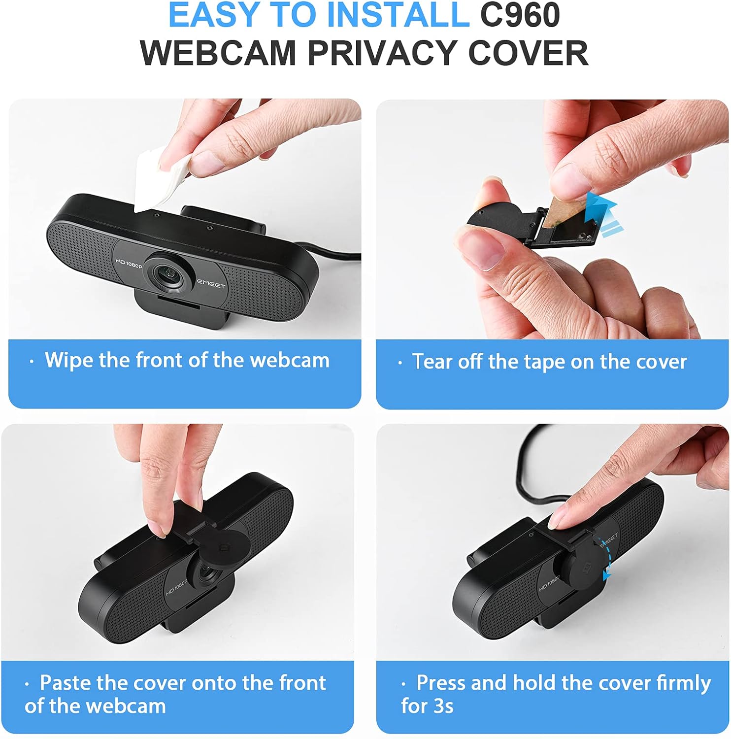 Emeet Webcam C960 Webcam with 2 Microphone, 1080P