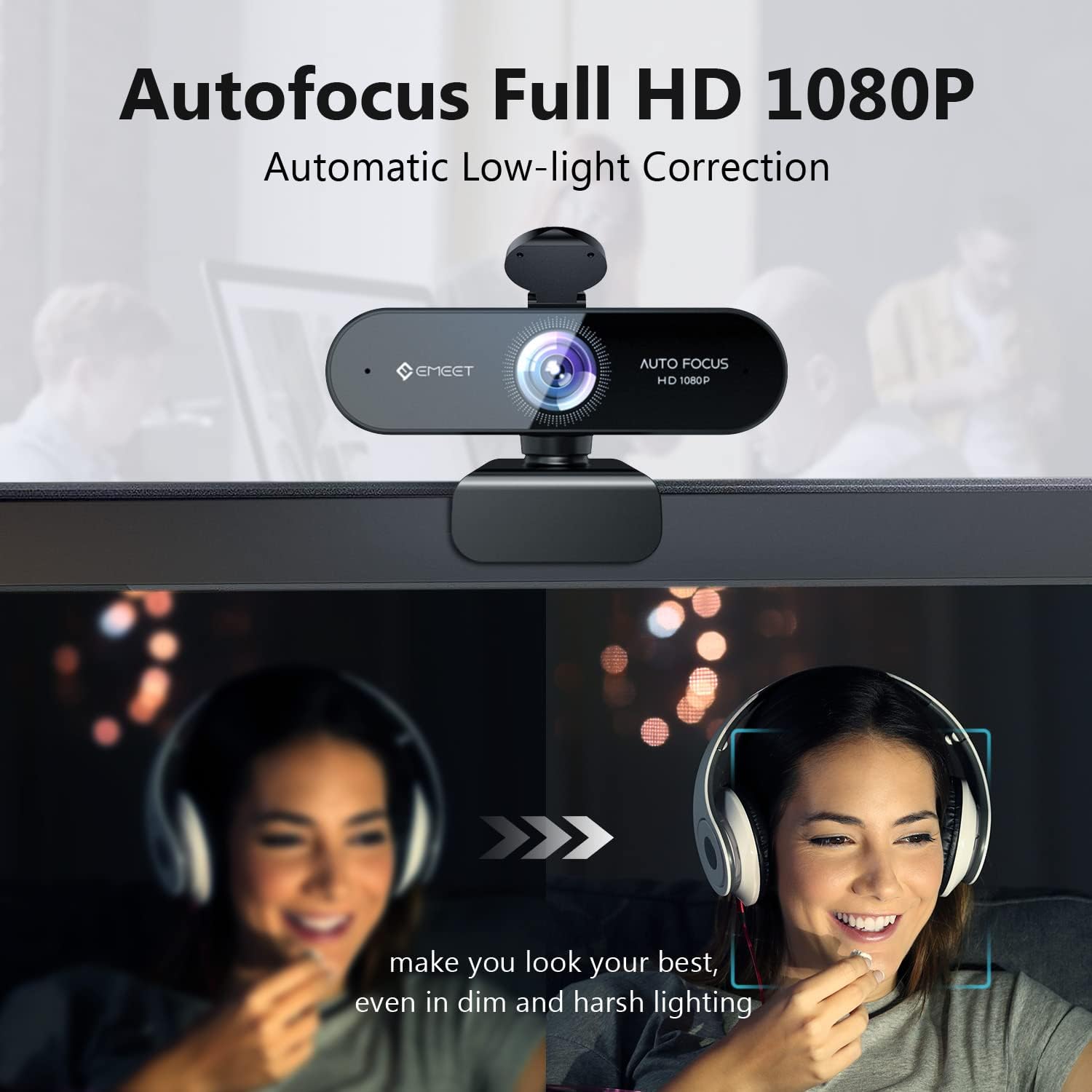 Emeet Webcam Nova Webcam with 2 Microphone, 1080P