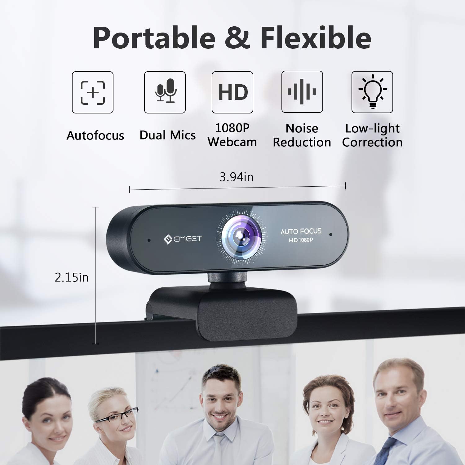 Emeet Webcam Nova Webcam with 2 Microphone, 1080P