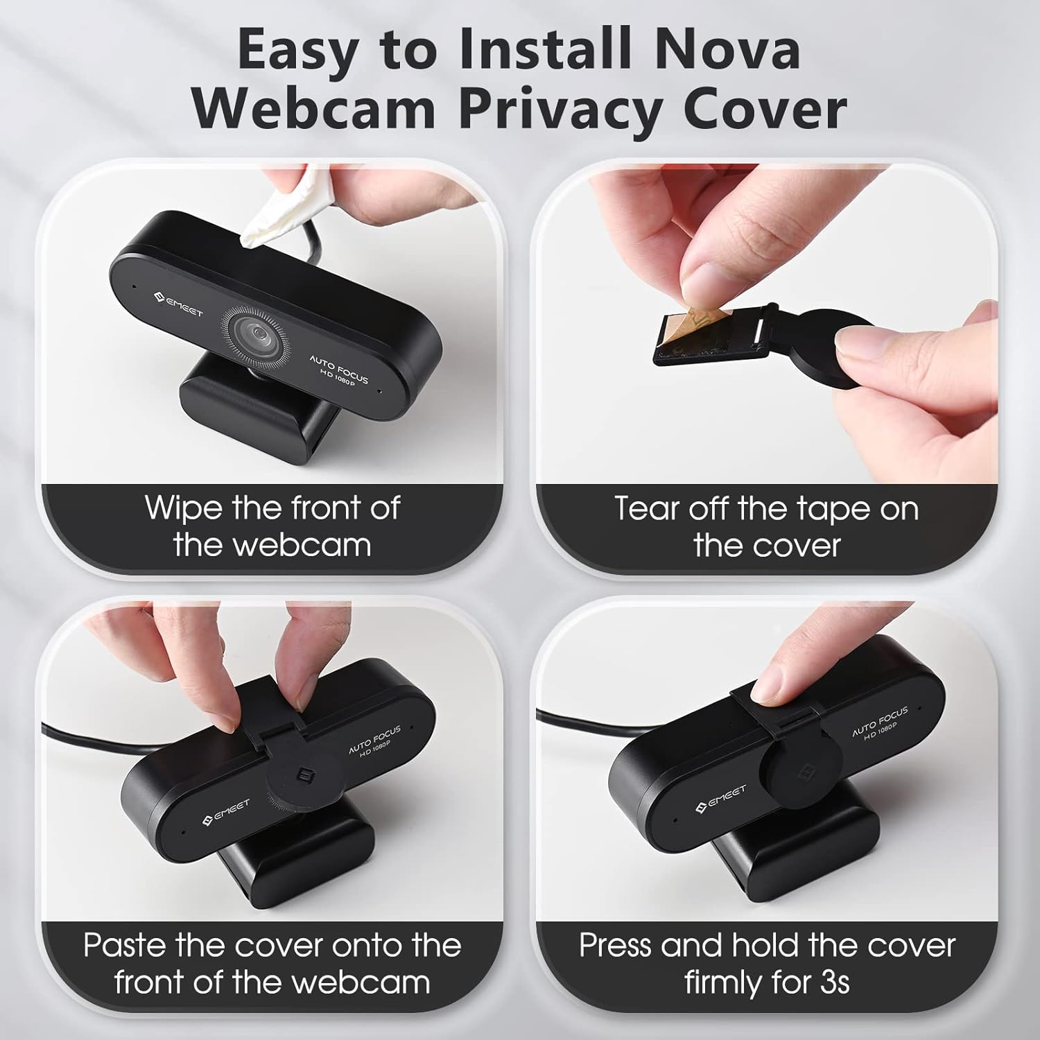 Emeet Webcam Nova Webcam with 2 Microphone, 1080P