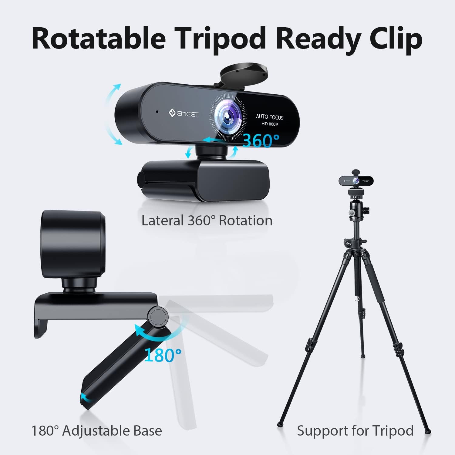 Emeet Webcam Nova Webcam with 2 Microphone, 1080P