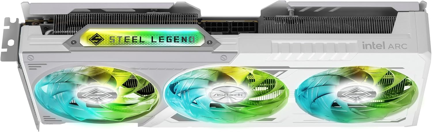 ASRock Graphic Card Intel Arc B580 Steel Legend 12GB OC Triple Fan White