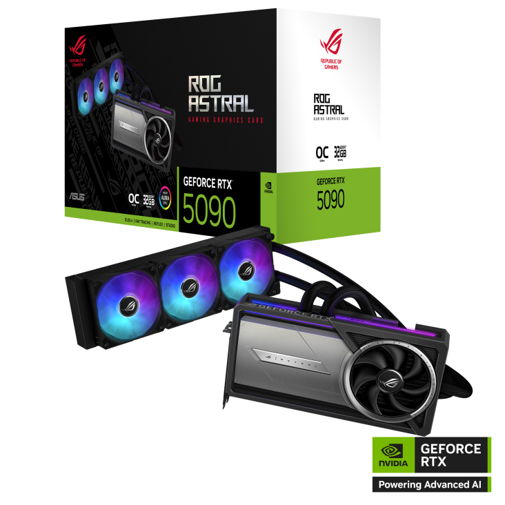 Asus Graphic Card Rog Astral LC RTX 5090 32GB OC 360mm Radiator AIO Cooler