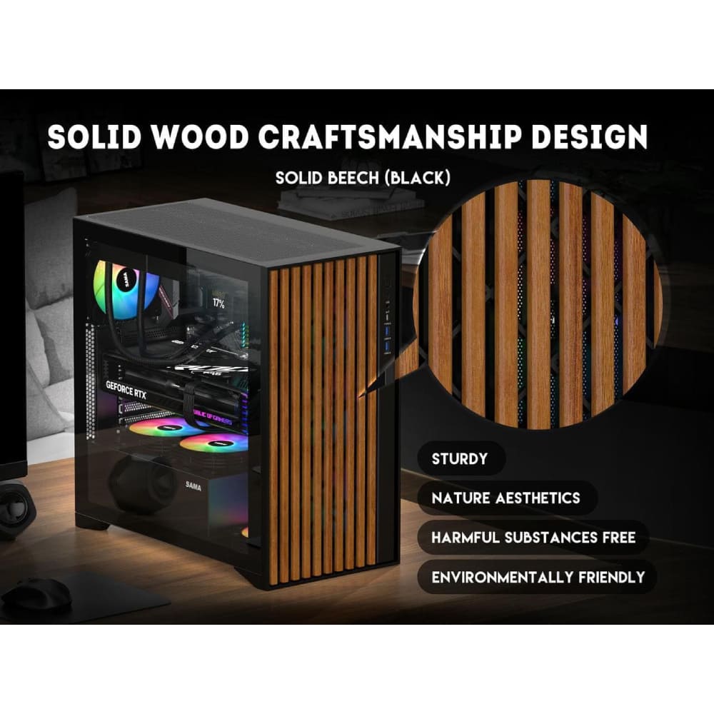 Sama Casing V Nature Mid Tower ATX 4 ARGB Fan Black