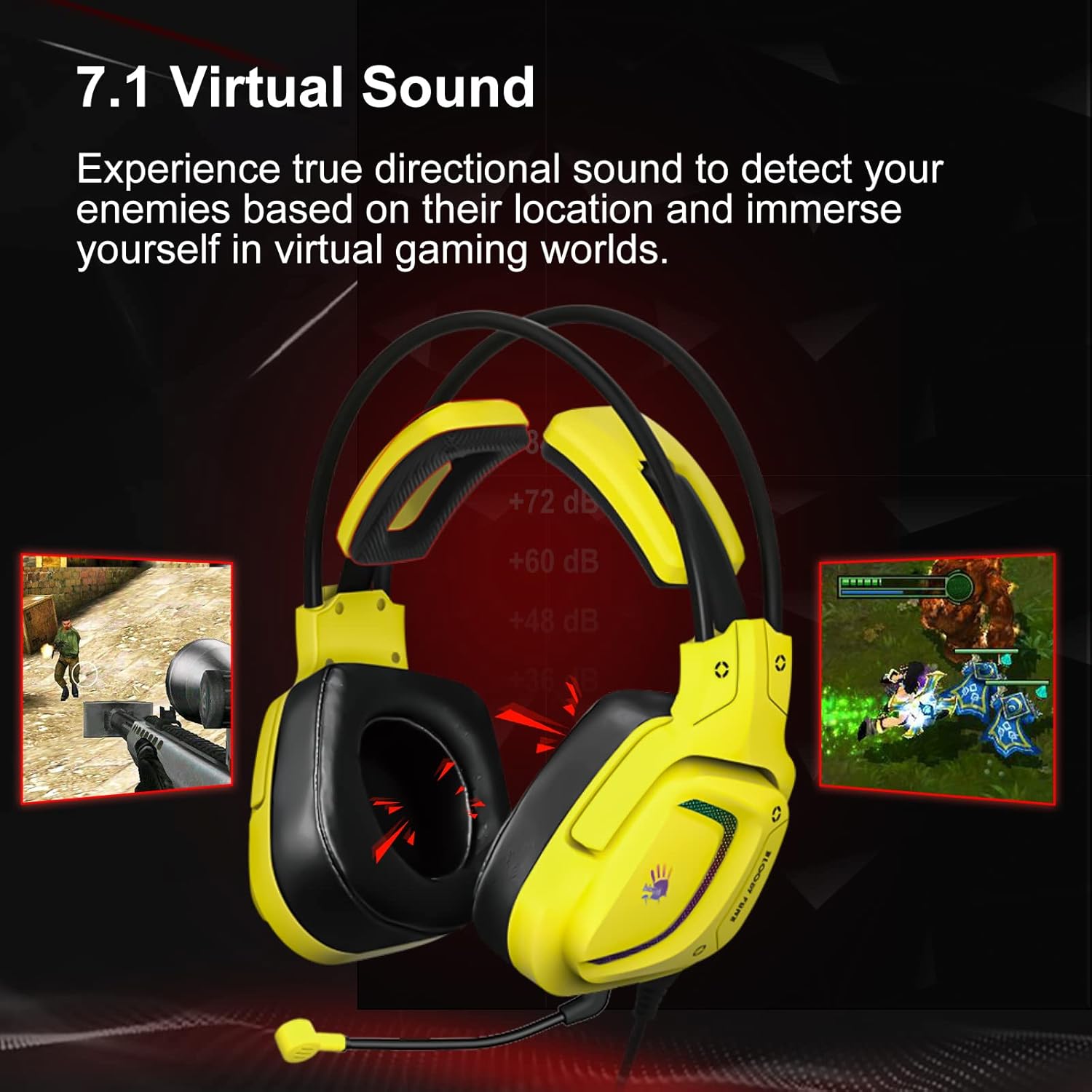 Bloody Headset G575 Virtual 7.1 Surround Sound Gaming USB Headset Punk Yellow