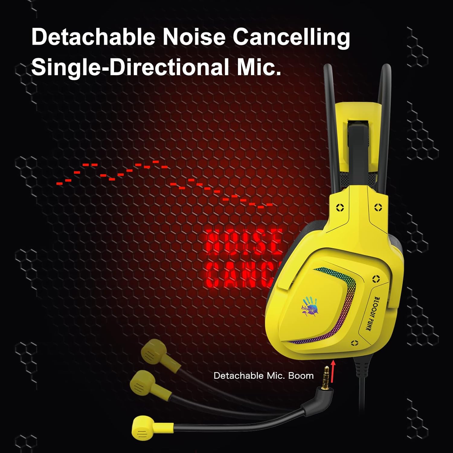 Bloody Headset G575 Virtual 7.1 Surround Sound Gaming USB Headset Punk Yellow
