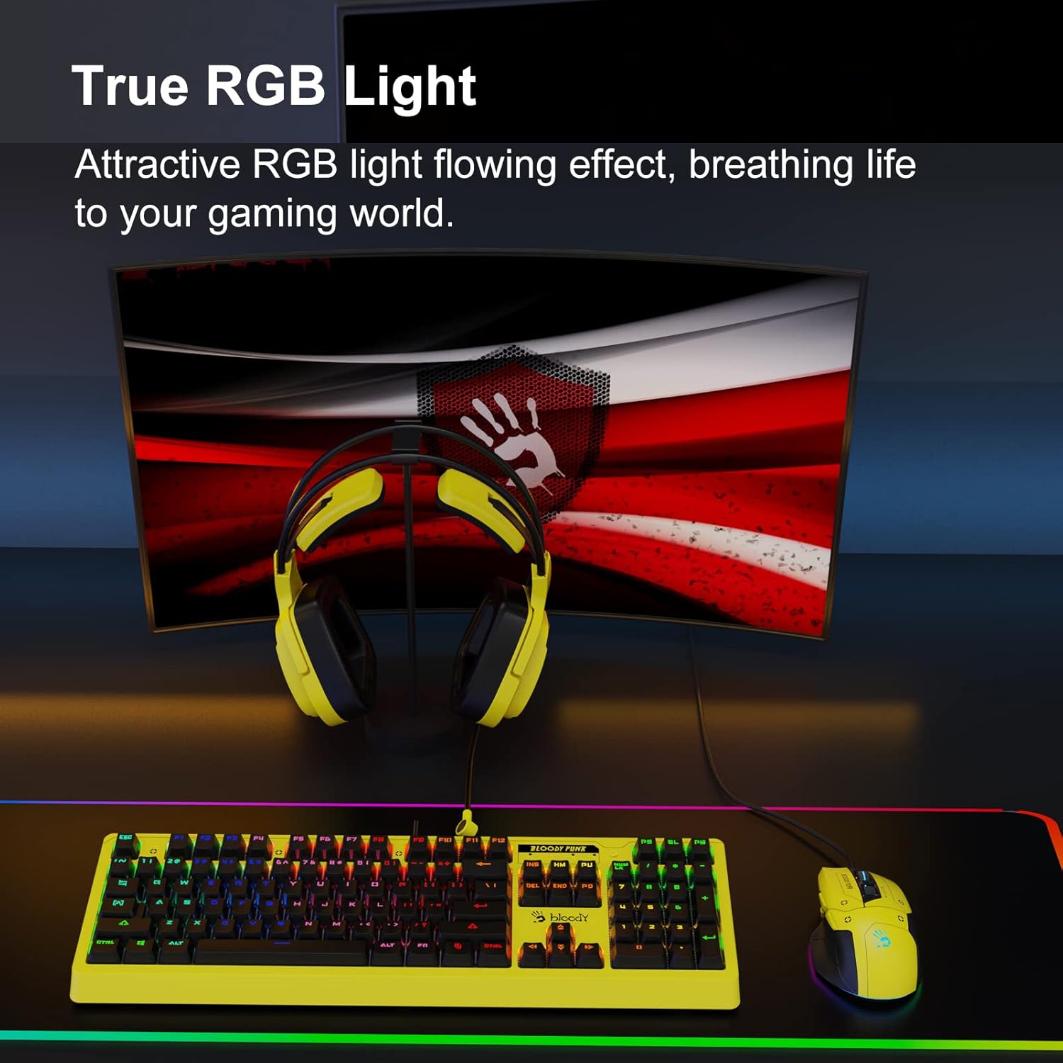 Bloody Headset G575 Virtual 7.1 Surround Sound Gaming USB Headset Punk Yellow