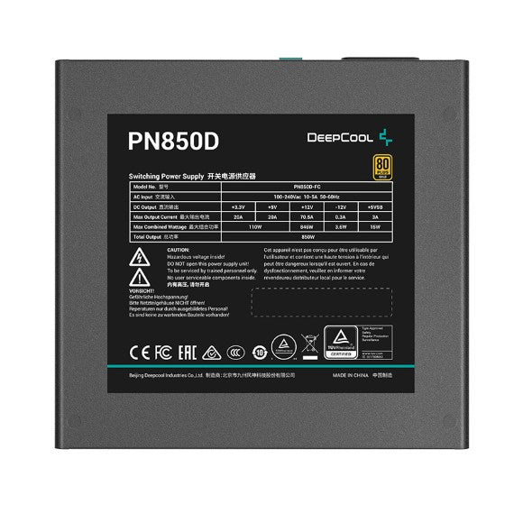 Deepcool Power Supply PN850D 850 Watt 80+ Gold Non Modular