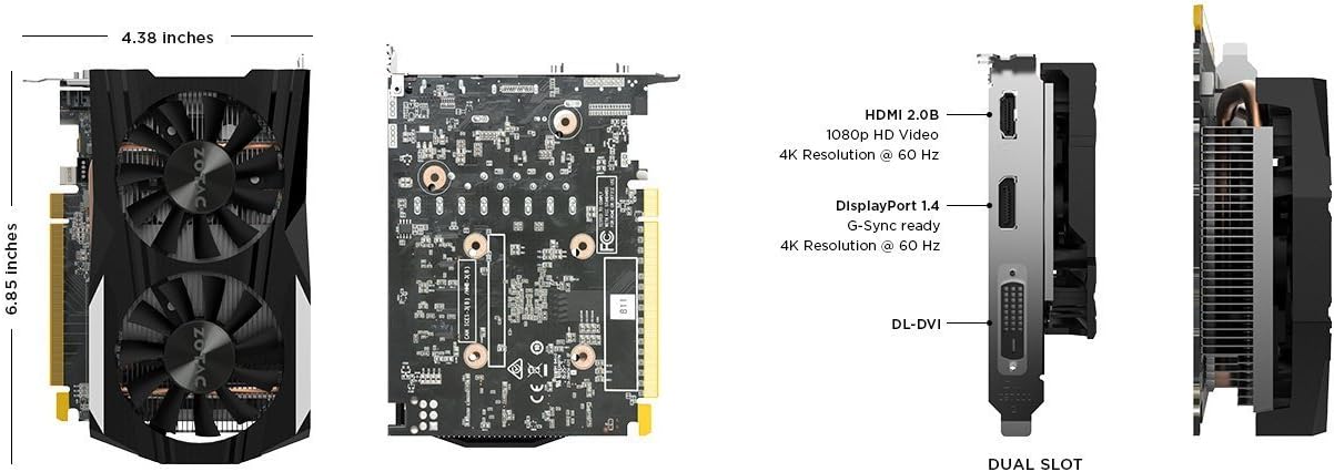 ZOTAC Graphic Card GTX 1050ti 4gb OC GDDR5 USED