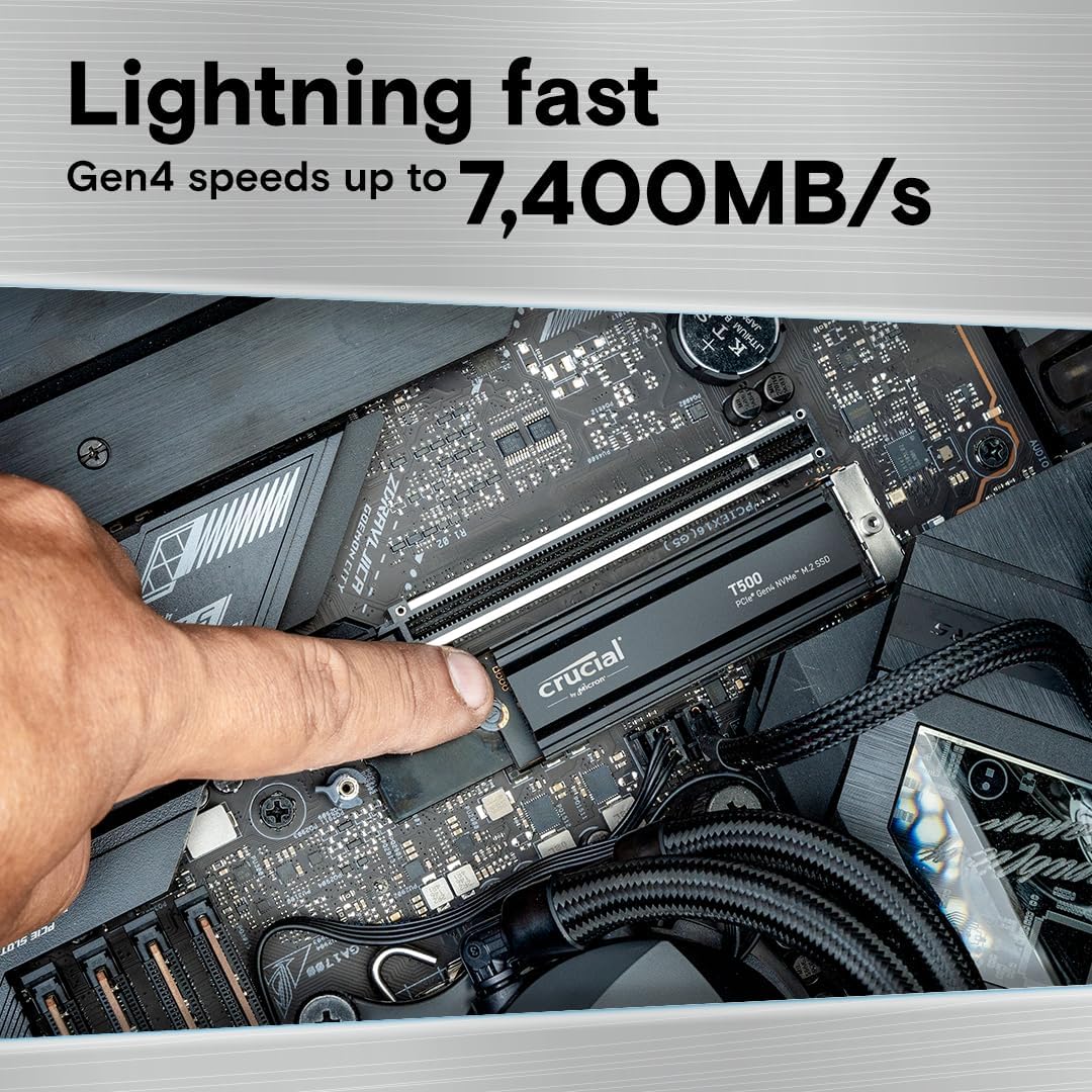 Crucial M.2 NVME T500 Gen4 2TB Internal Gaming SSD with Heatsink