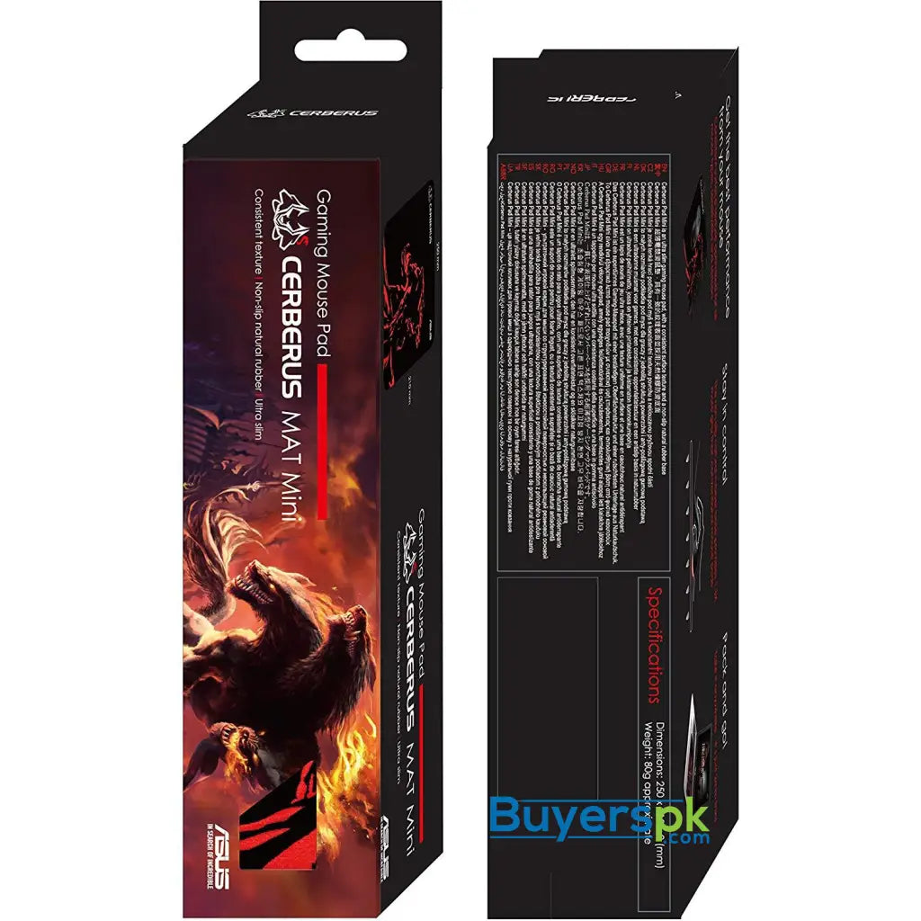 ASUS Cerberus Mat Mini Gaming Mouse Pad Red with Consistent Surface Texture and Non-Slip Rubber 250*210*2mm / 80g - Mouse Pad