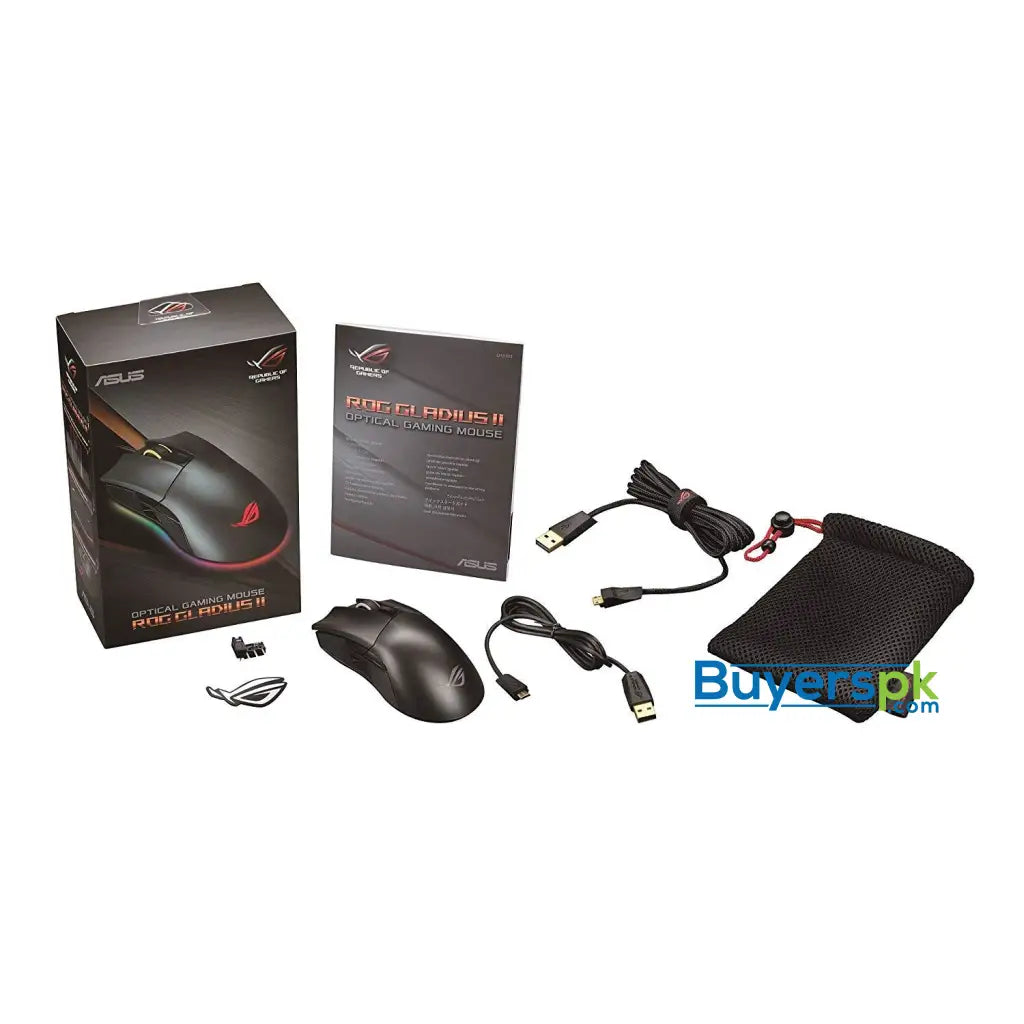 ASUS ROG Gladius II Aura Sync USB Wired Optical Ergonomic Gaming Mouse with DPI Target Button (12000 DPI) - ROG Gladius II - Mouse