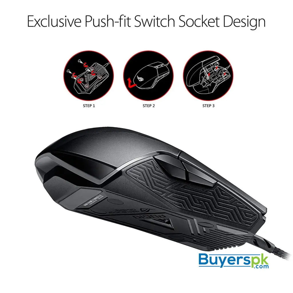 ASUS ROG Pugio Gaming Mouse Aura RGB USB Wired Optical Ergonomic Ambidextrous Gaming Mouse - Mouse
