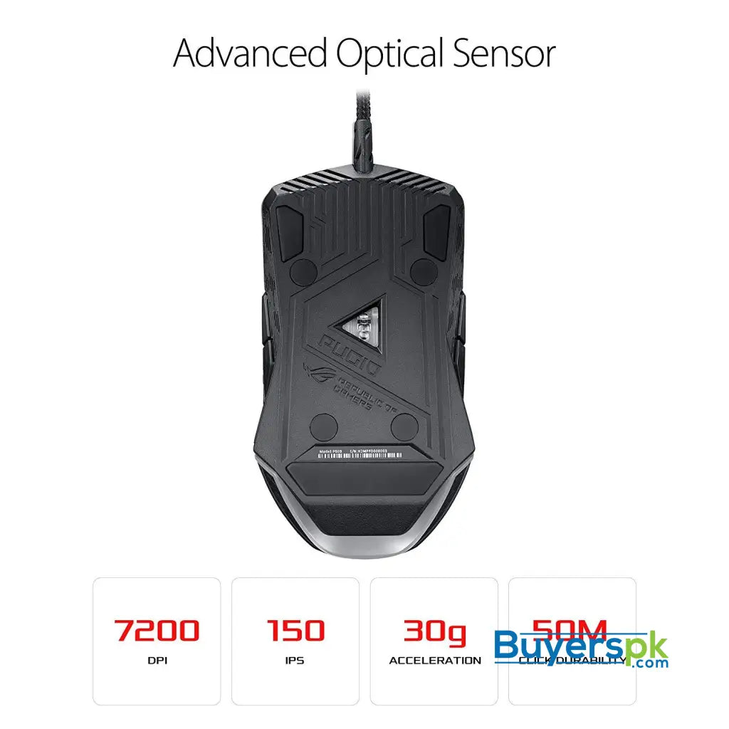 ASUS ROG Pugio Gaming Mouse Aura RGB USB Wired Optical Ergonomic Ambidextrous Gaming Mouse - Mouse