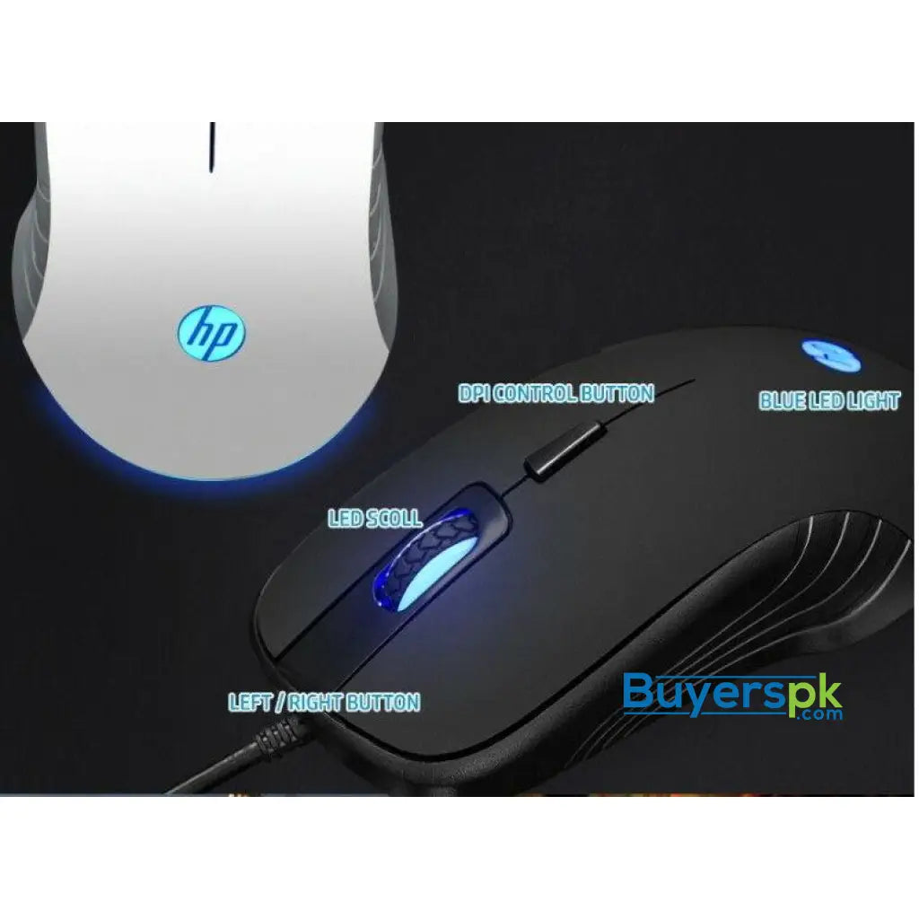 HP G100 Wired Optical USB Gaming Mouse 2000DPI White/Black E-Sports Games Office Wired Mice - Mouse