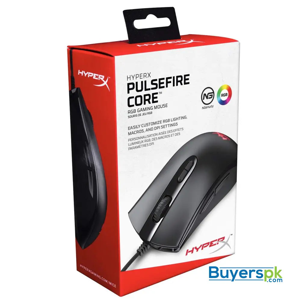 HyperX Pulsefire Core - RGB Gaming Mouse Software Controlled RGB Light Effects & Macro Customization Pixart 3327 Sensor up to 6 200DPI 7