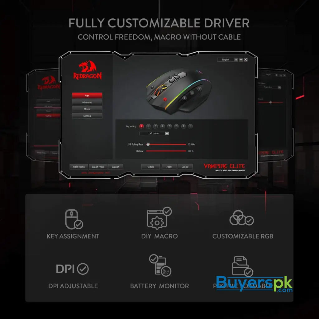 Redragon M686 Vampire Elite Wireless Gaming Mouse - Price in Pakistan