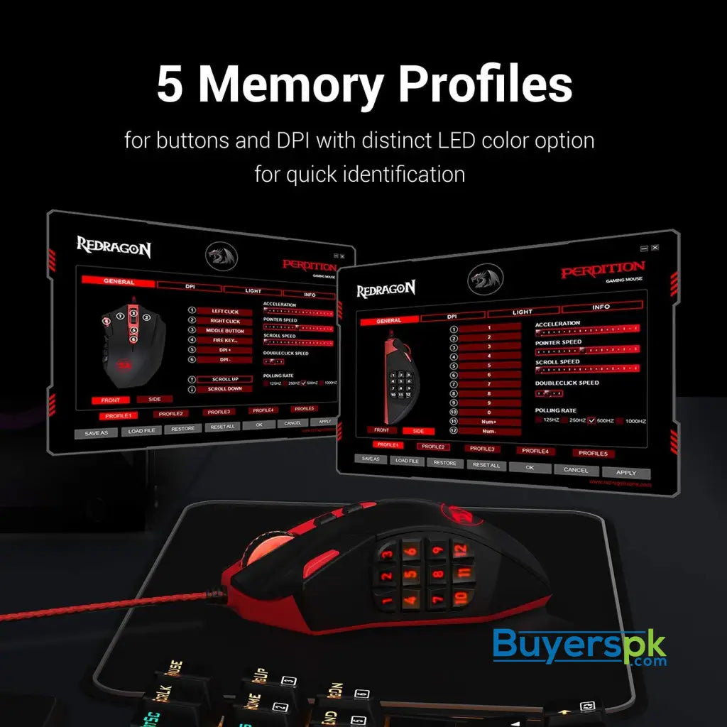 Redragon M901 Perdition Wired Gaming Mouse - Mouse