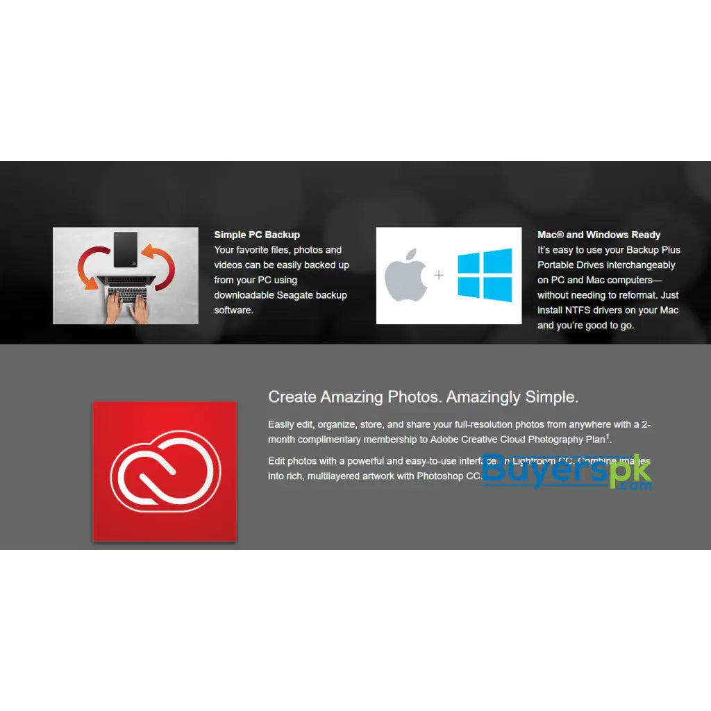 Seagate Backup Plus Slim 1tb USB 3.0 STDR1000300 Black 3 Yrs Warranty - Hard Drive