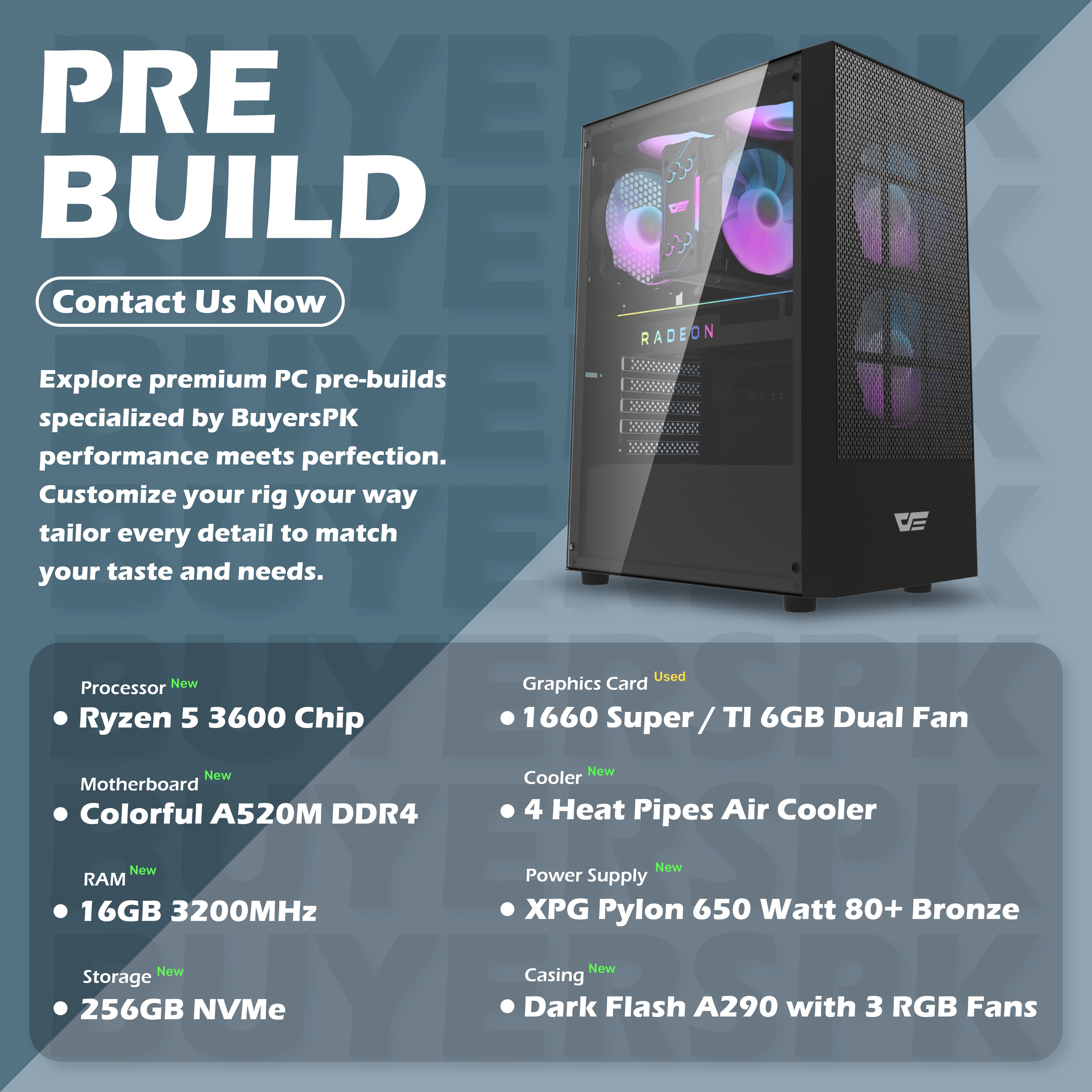 AMD Pre build Ryzen 5 3600 With GTX 1660 Super / Ti 6GB