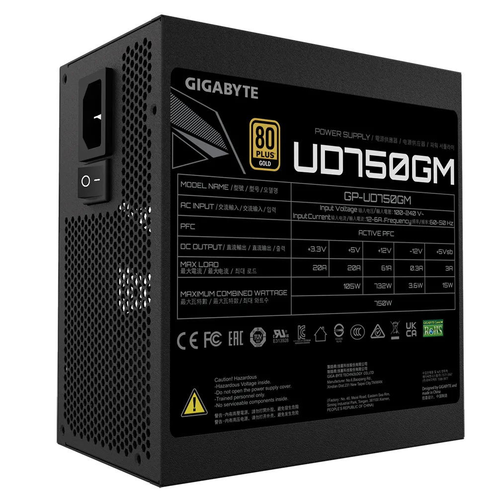 Gigabyte Power Supply UD750GM 750 Watt 80+ Gold