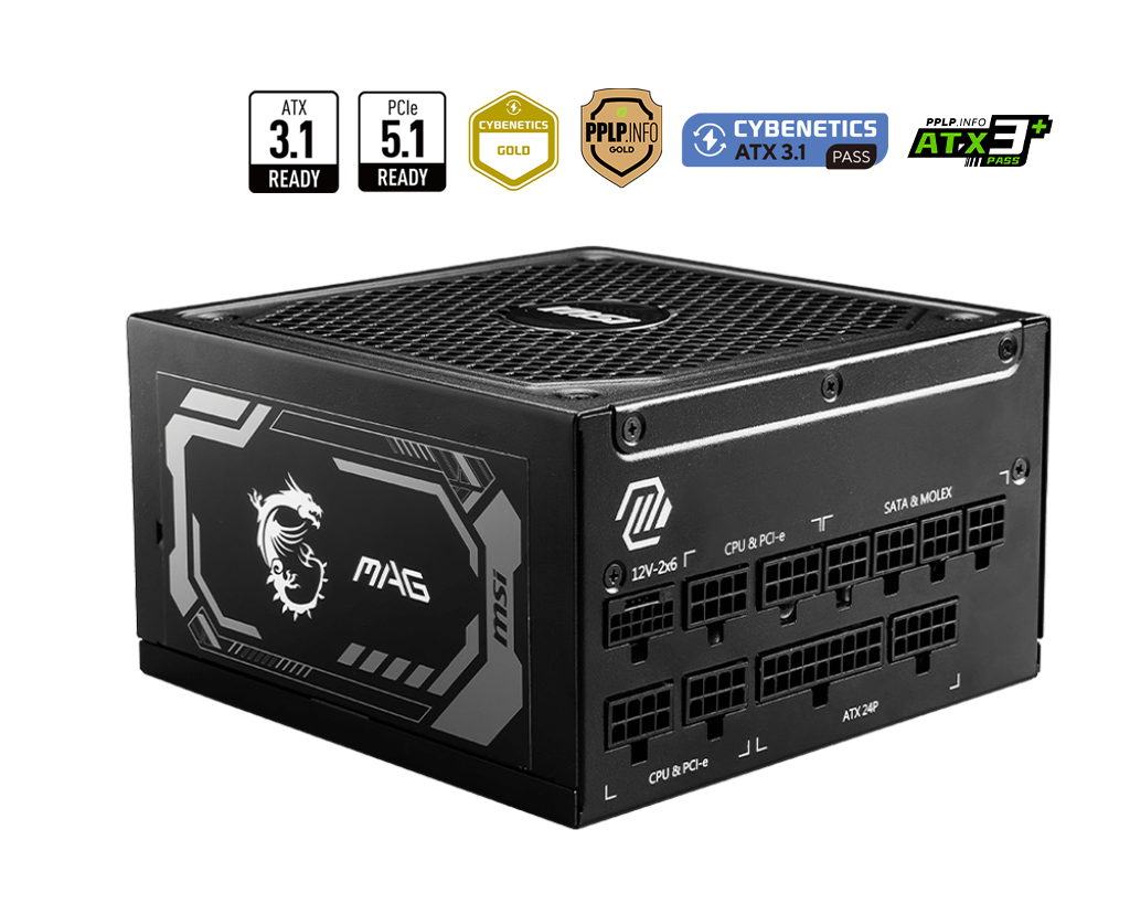 MSI MAG A1250GL PCIE5 PSU ATX 1250W 80+ Gold Fully Modular