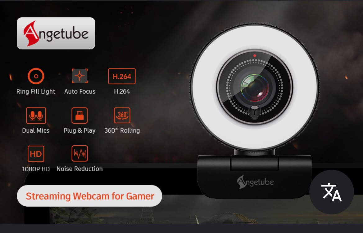 Angetube Webcam 967 Vedio Streaming 1080p With Mic Autofocus