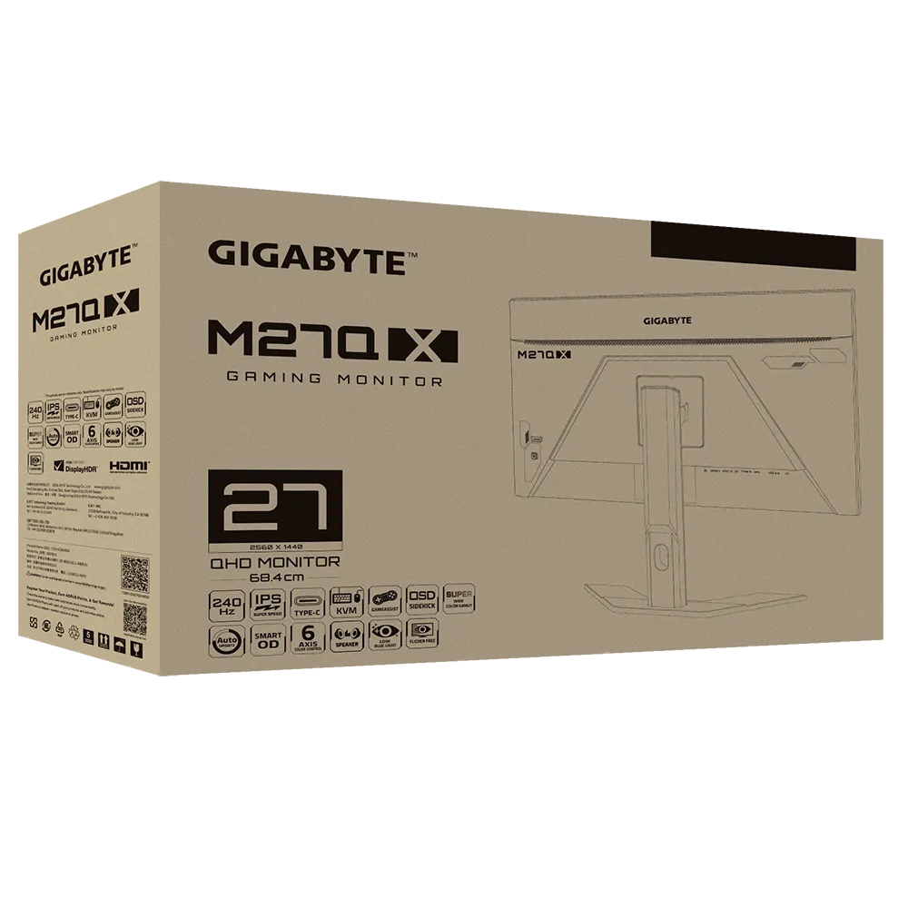Gigabyte LED Monitor M27QX 27 Inch 240Hz 1440P IPS 1ms Gaming