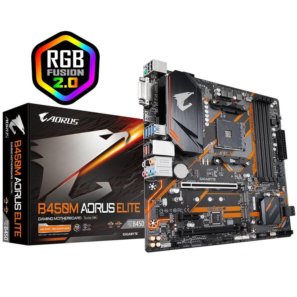 GIGABYTE Motherboard B450M AORUS Elite Dual M2 DDR4