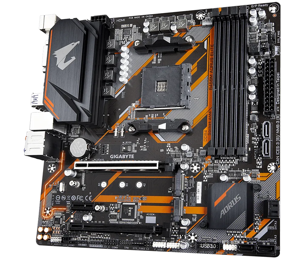 GIGABYTE Motherboard B450M AORUS Elite Dual M2 DDR4
