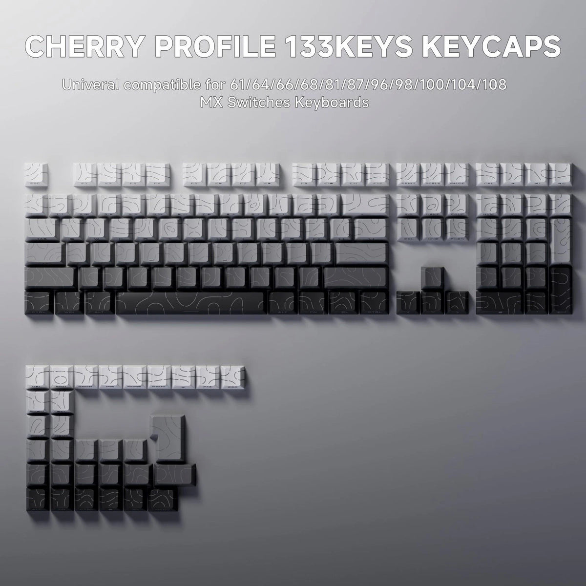 Turbo Keycaps AIT 25 Dust 133 Keycaps Set Gradient Dark Gray/Dust