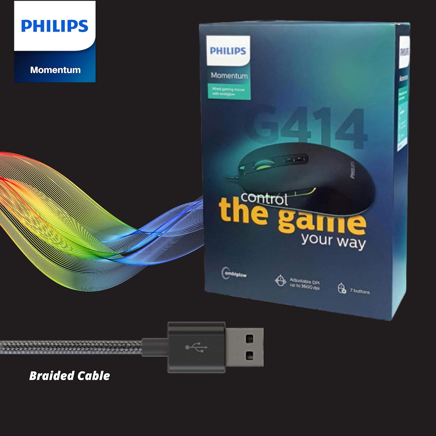 Philips Mouse G414 Gaming Mouse Wired Black