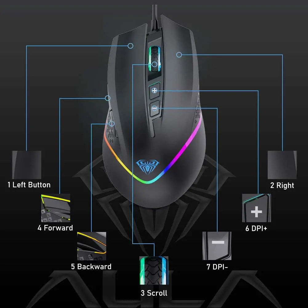 Aula Mouse Wind F805 Wired 6400 DPI Black