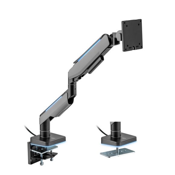 MXG Led Stand HMA-12R Heavy Duty RGB Gaming Monitor Arm Matte Black