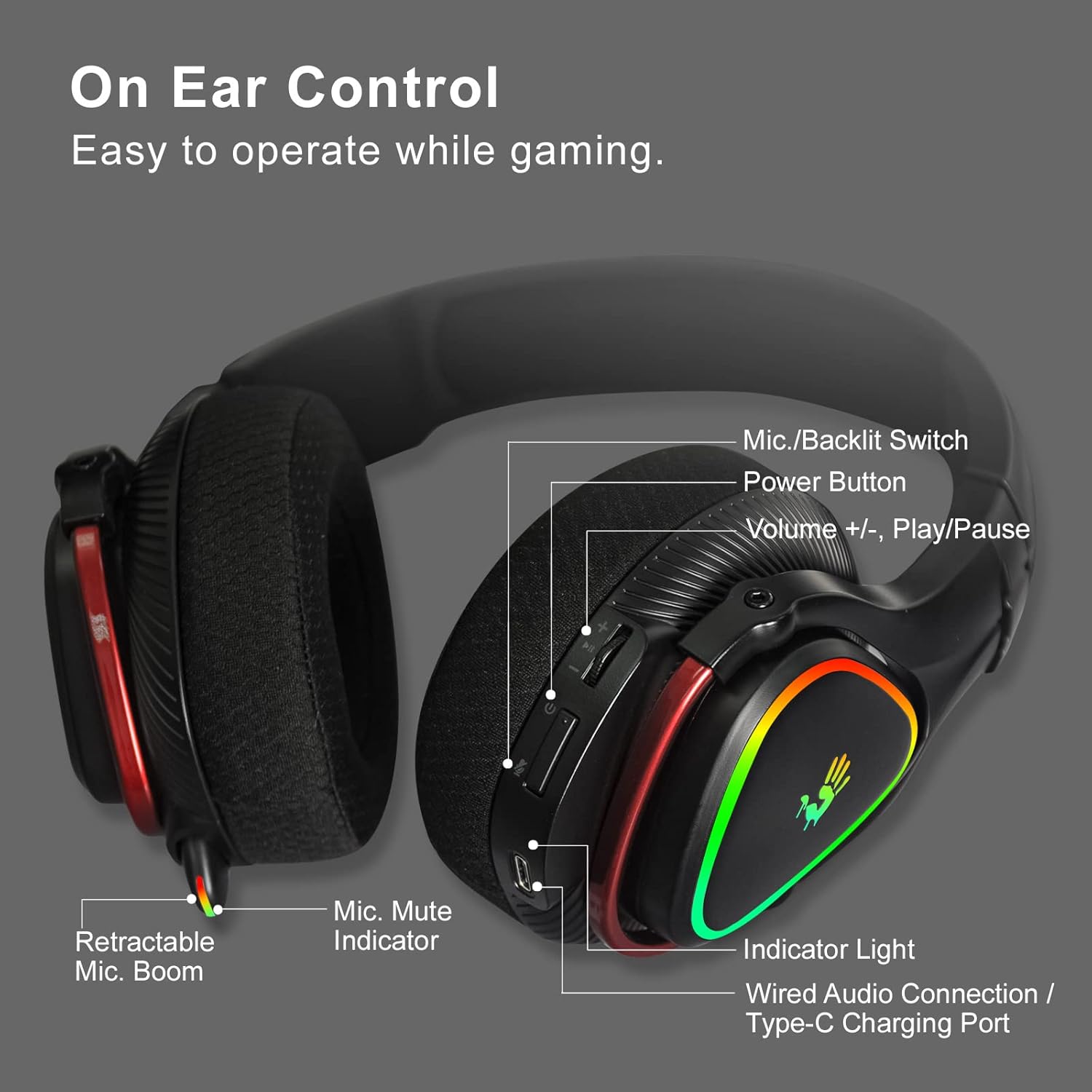 Bloody Headset MR710 Tri Mode Wireless Gaming RGB Headset