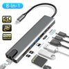 8 IN 1 MULTI PORT TYPE C TO USB C 4K HDMI ADAPTER USB 3.0 NETFLIX & YOUTUBE SUPPORTED
