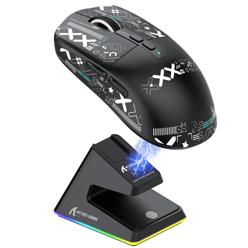 ATTACK SHARK Mouse X6 Three Modes Gaming With Charging Dock - Black