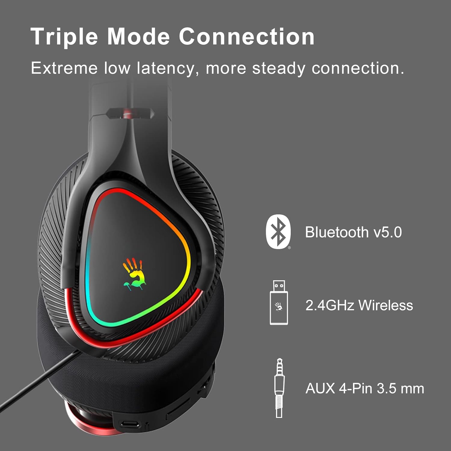 Bloody Headset MR710 Tri Mode Wireless Gaming RGB Headset