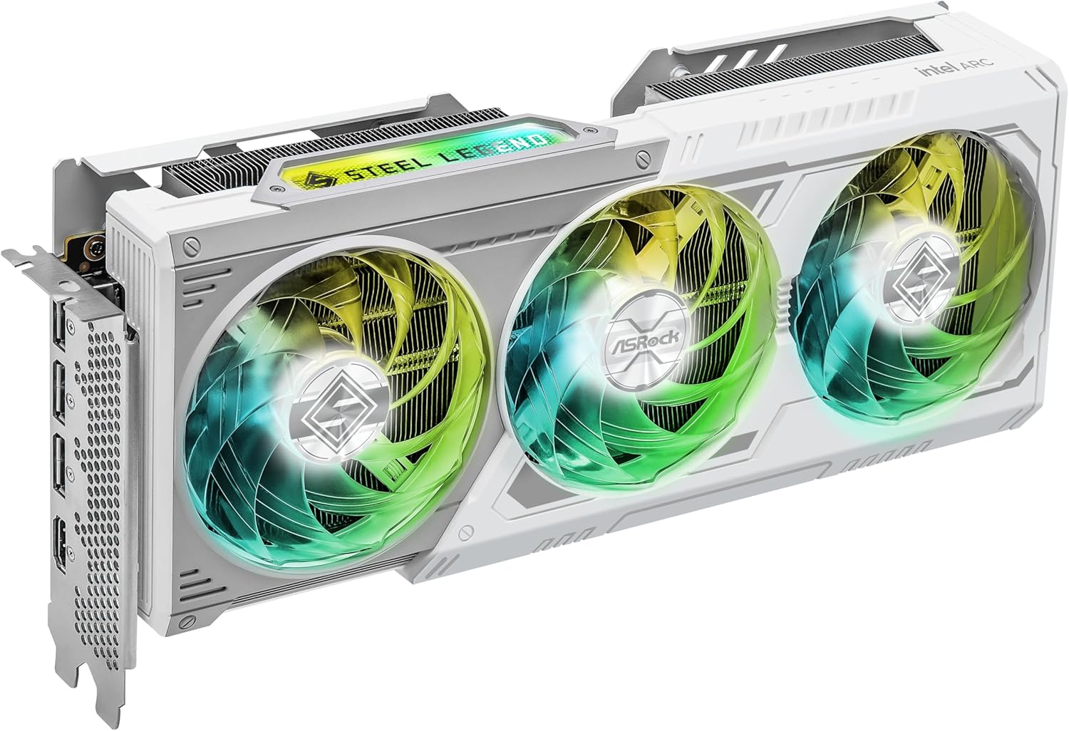 ASRock Graphic Card Intel Arc B580 Steel Legend 12GB OC Triple Fan White