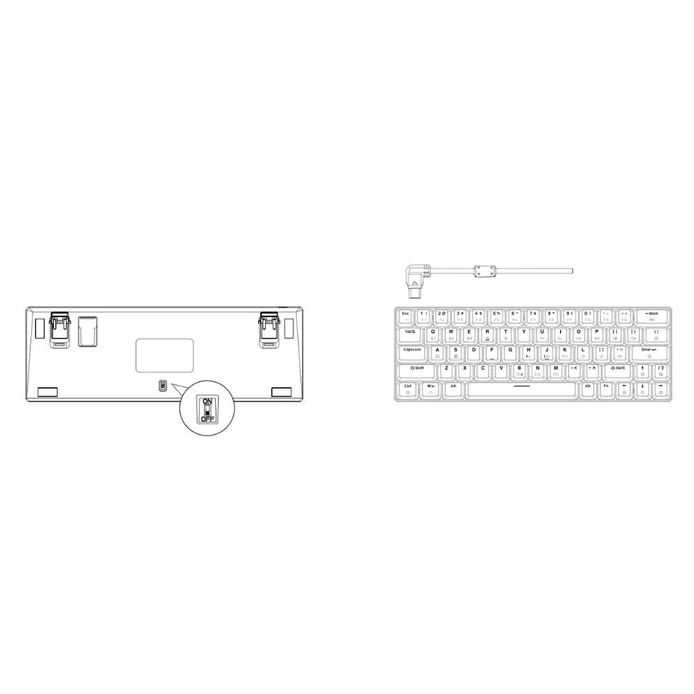 Tezarre Keyboard TK-63 Pro Mechanical Keyboard Tri-mode 60% White