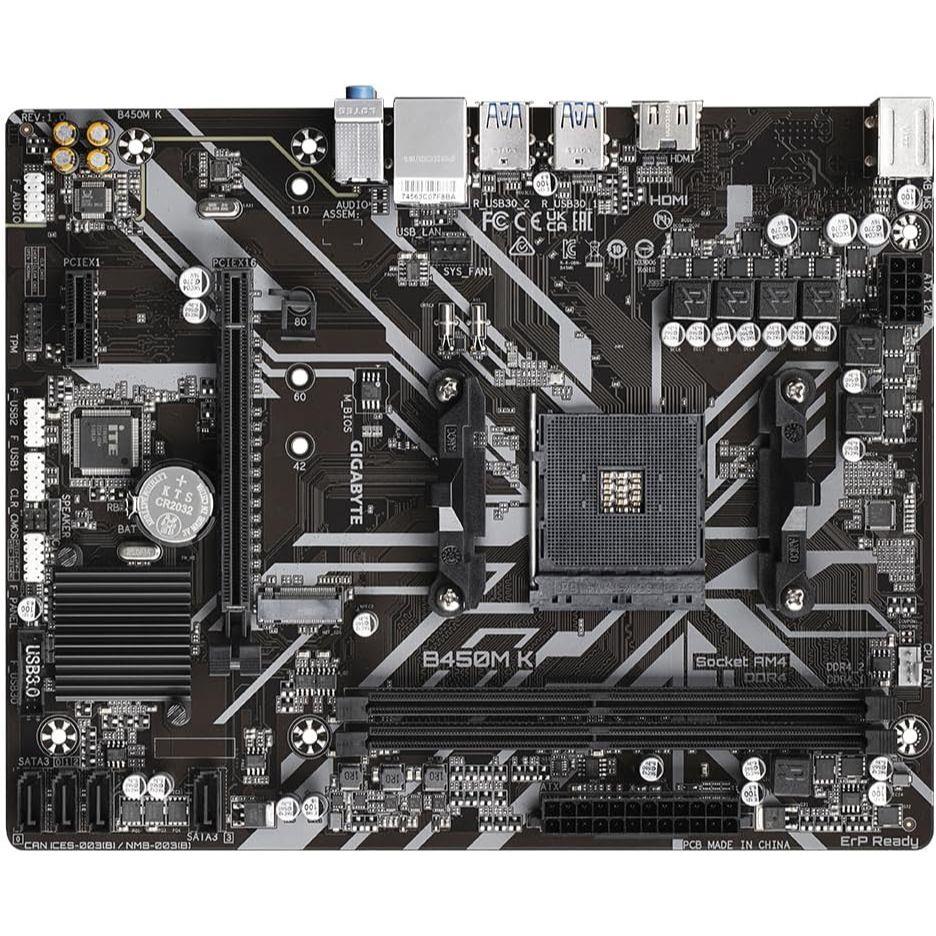 Gigabyte Motherboard B450M K AM4 Micro ATX