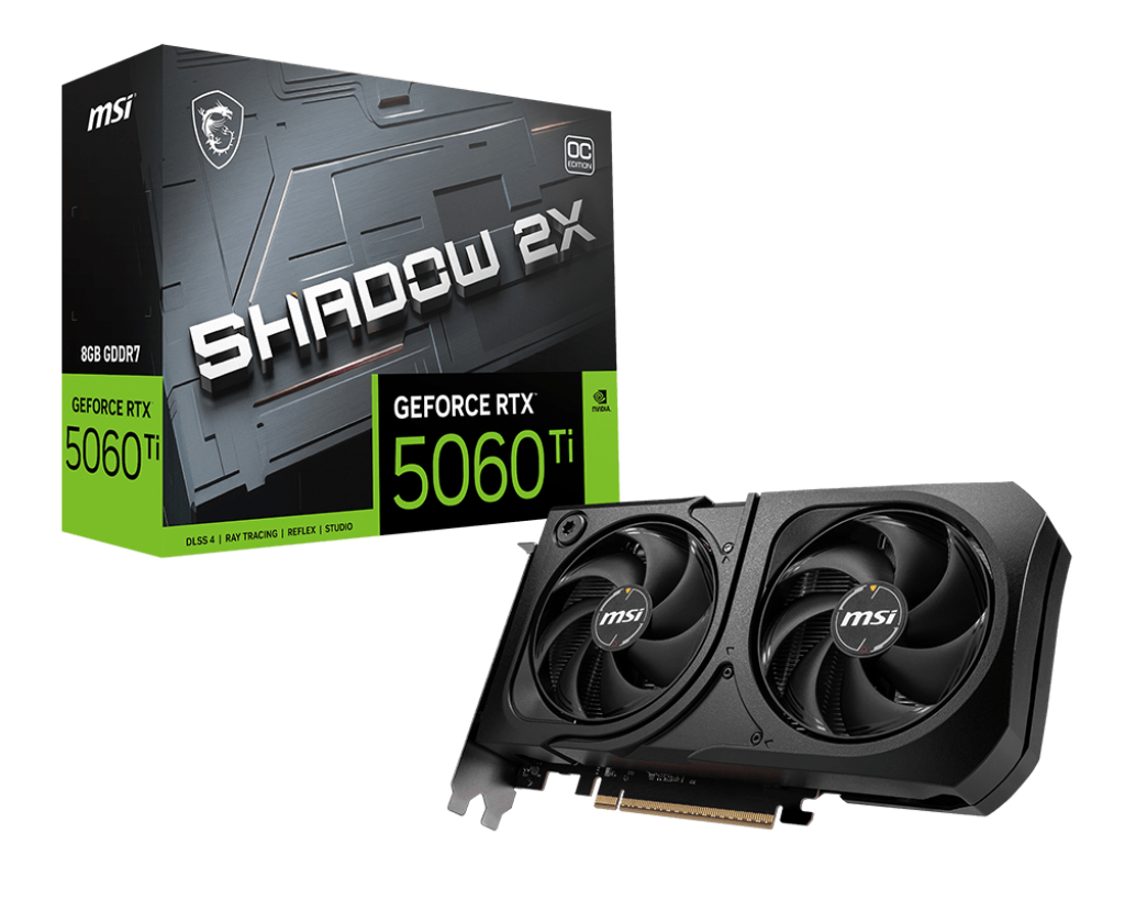 MSI Graphic Card RTX 5060 Ti 8GB Shadow 2x OC Plus