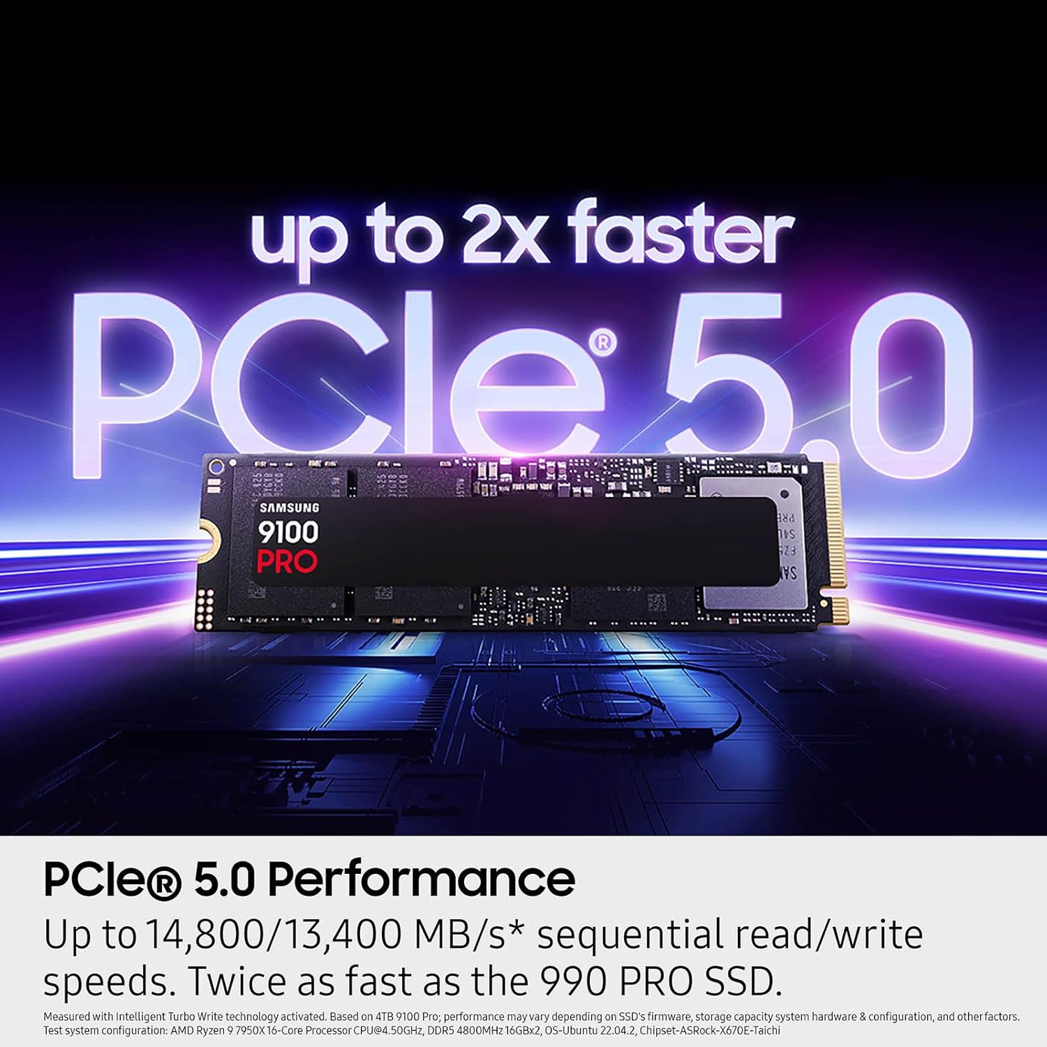 Samsung M.2 NVME SSD 9100 Pro 2TB Read Speeds Up to 14,800MB/s