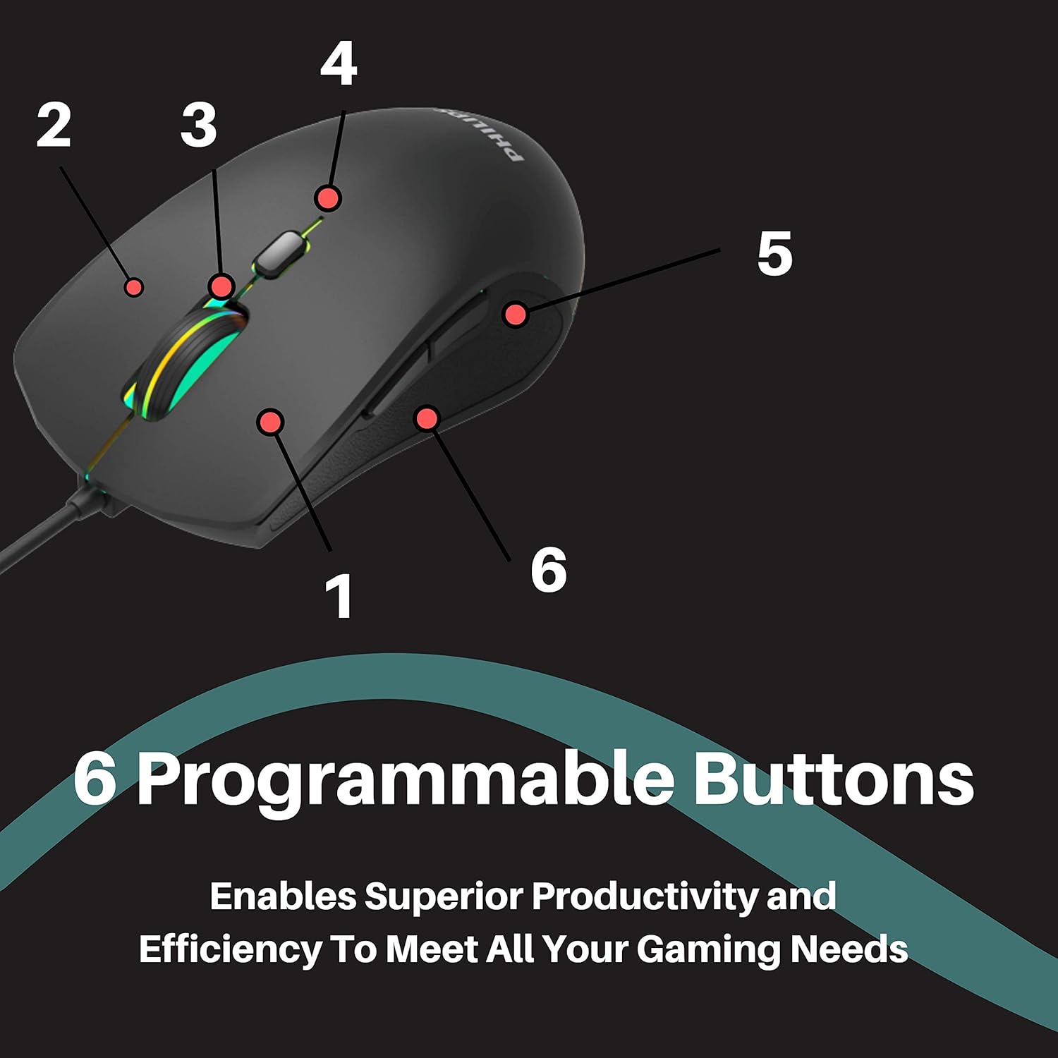 Philips Mouse G404 Gaming Mouse Wired Black