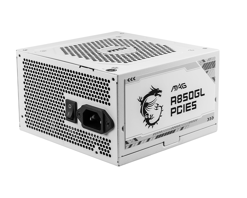 MSI Power Supply Mag A850GL PCIE 5 White 80 Plus Gold fully Modular