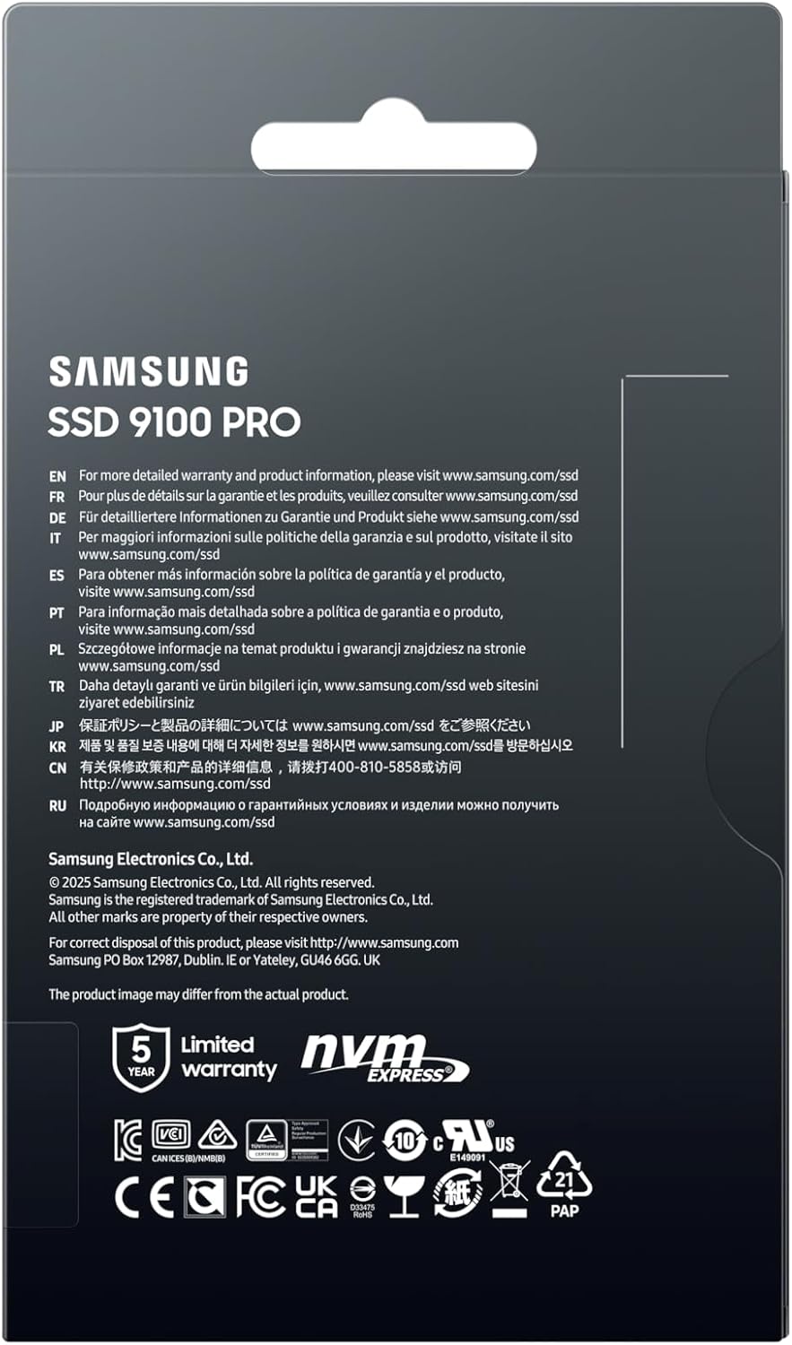 Samsung M.2 NVME SSD 9100 Pro 1TB Read Speeds Up to 14,700MB/s